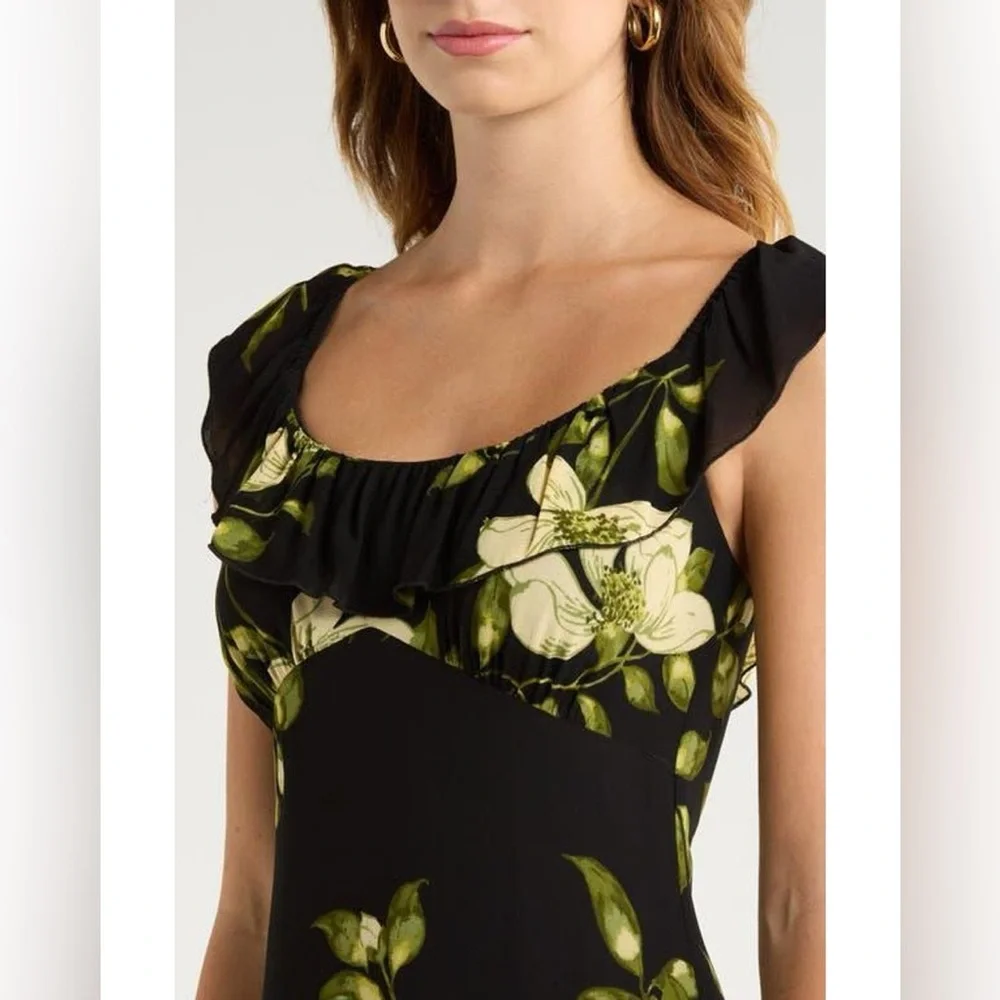 Reformation Tripoli Maxi Dress - Black, ivory, olive green. - Picture 4 of 5